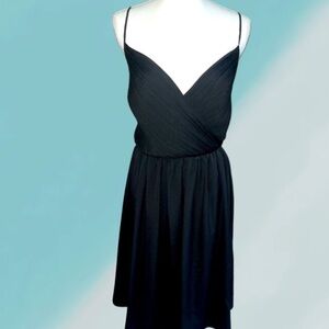 Banana Republic Black Chiffon Pleated Cocktail Dress